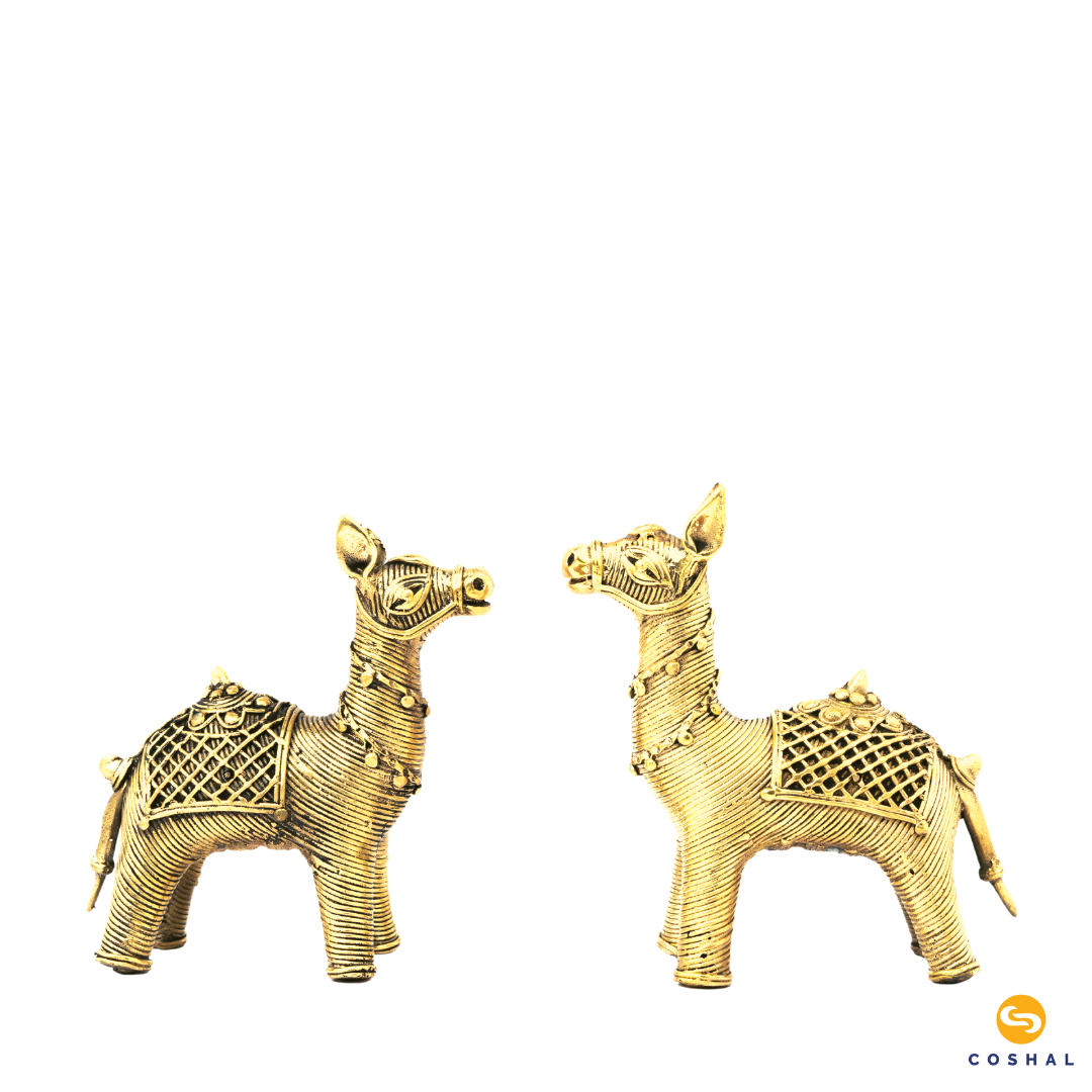 Brass Camel Showpiece | Dhokra Brass Decor | Best Kept as figurines | Bastar Dhokra Art | Coshal | CD04 5