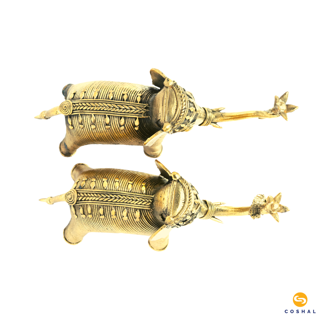 Brass Elephant Decor | Best for table tops | Bastar Dhokra Art | Room Decor | Coshal | CD05 5