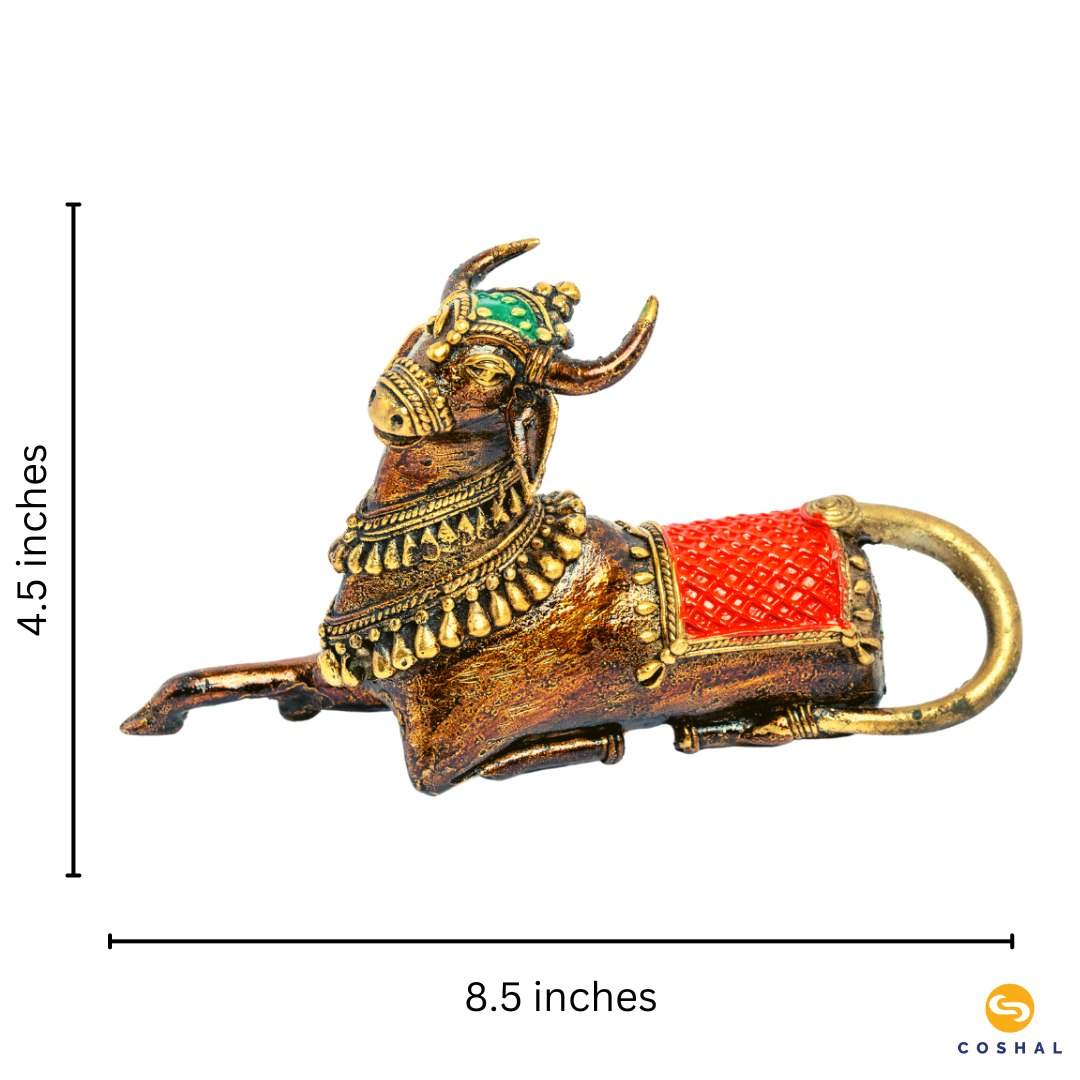 Brass Nandi Bulll Idol Statue | Dhokra auspicious Art | Bastar Dhokra Art | Vastu Room Decor | Coshal | CD26 8