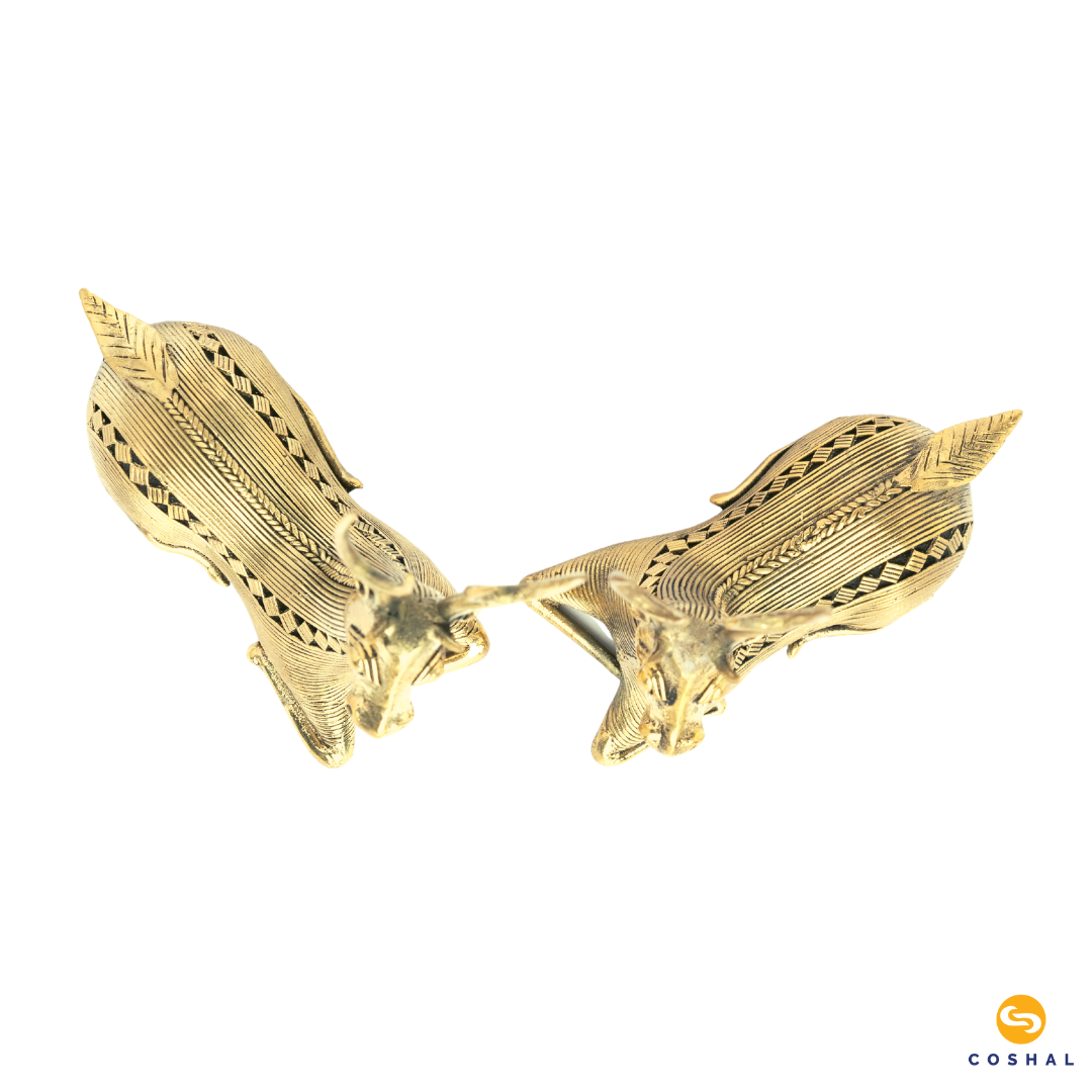 Dhokra Brass Resting, Sitting Deer Pair for Home & Office Decor | Best kept as vastu showpeice | Coshal | CD03 5
