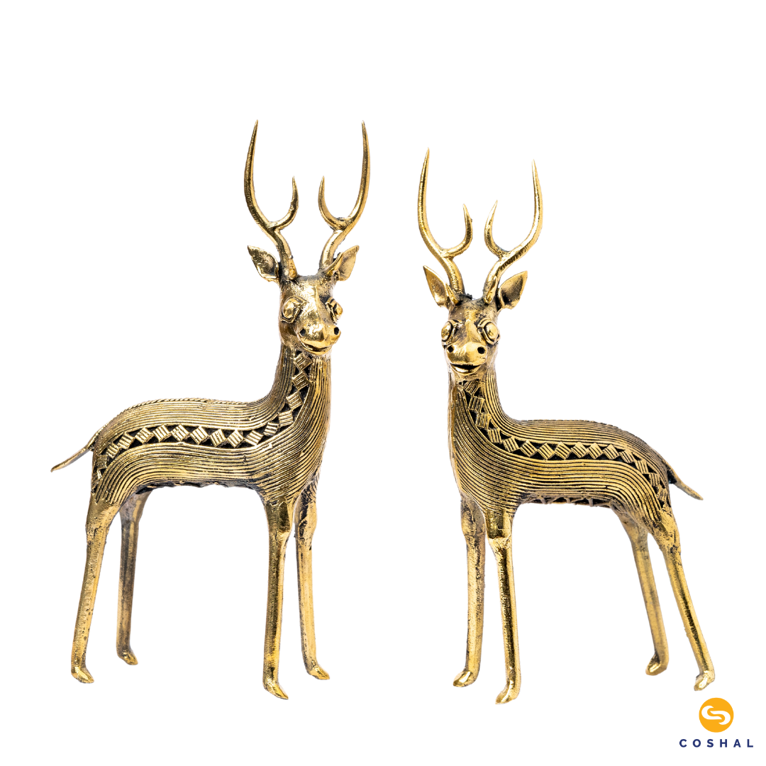 Handcrafted Dhokra Art Deer Standing | Dhokra Brass Home Decor | Best for table tops | Coshal | CD02 4