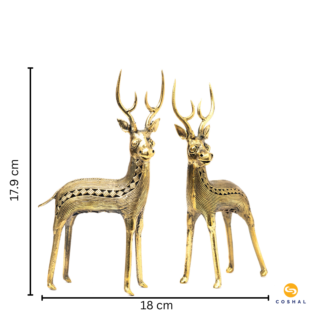 Handcrafted Dhokra Art Deer Standing | Dhokra Brass Home Decor | Best for table tops | Coshal | CD02 8