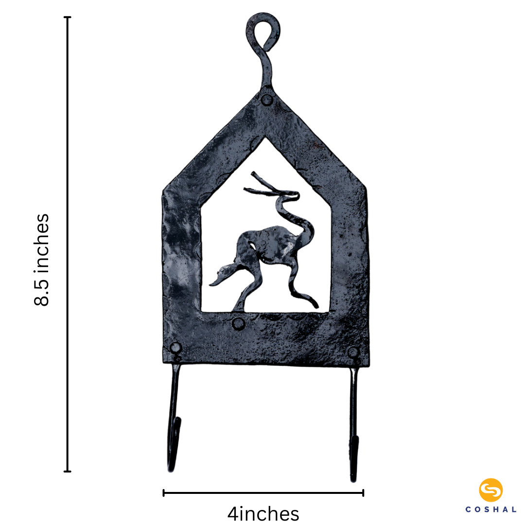 Key Holder | Wrought Iron Tribal designed Two Hooks Key Holder | Best for home décor | Coshal | CI15 2