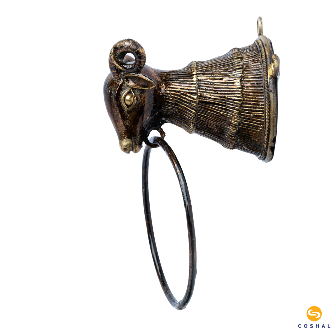 Sheep Head Towel Hangar | Dhokra Brass Art | Handcrafted Towel Hangar | Coshal | CD21 3