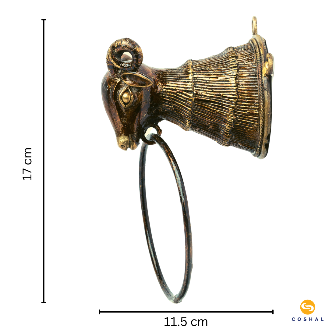 Sheep Head Towel Hangar | Dhokra Brass Art | Handcrafted Towel Hangar | Coshal | CD21 4