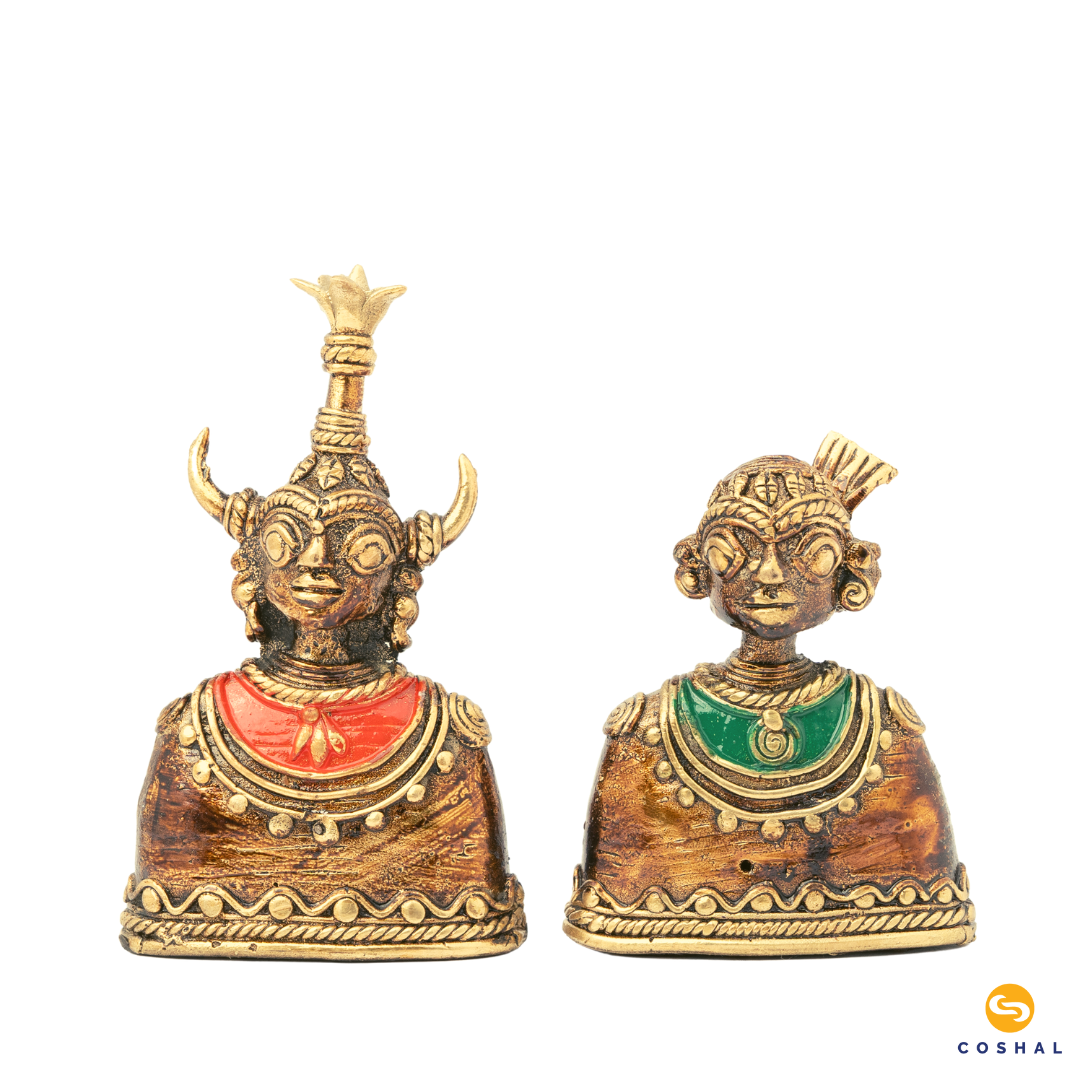 Tribal Couple Madia Madin | Dhokra Brass Decor | Best for Table Tops | Bastar Dhokra Art | Coshal | CD12 3