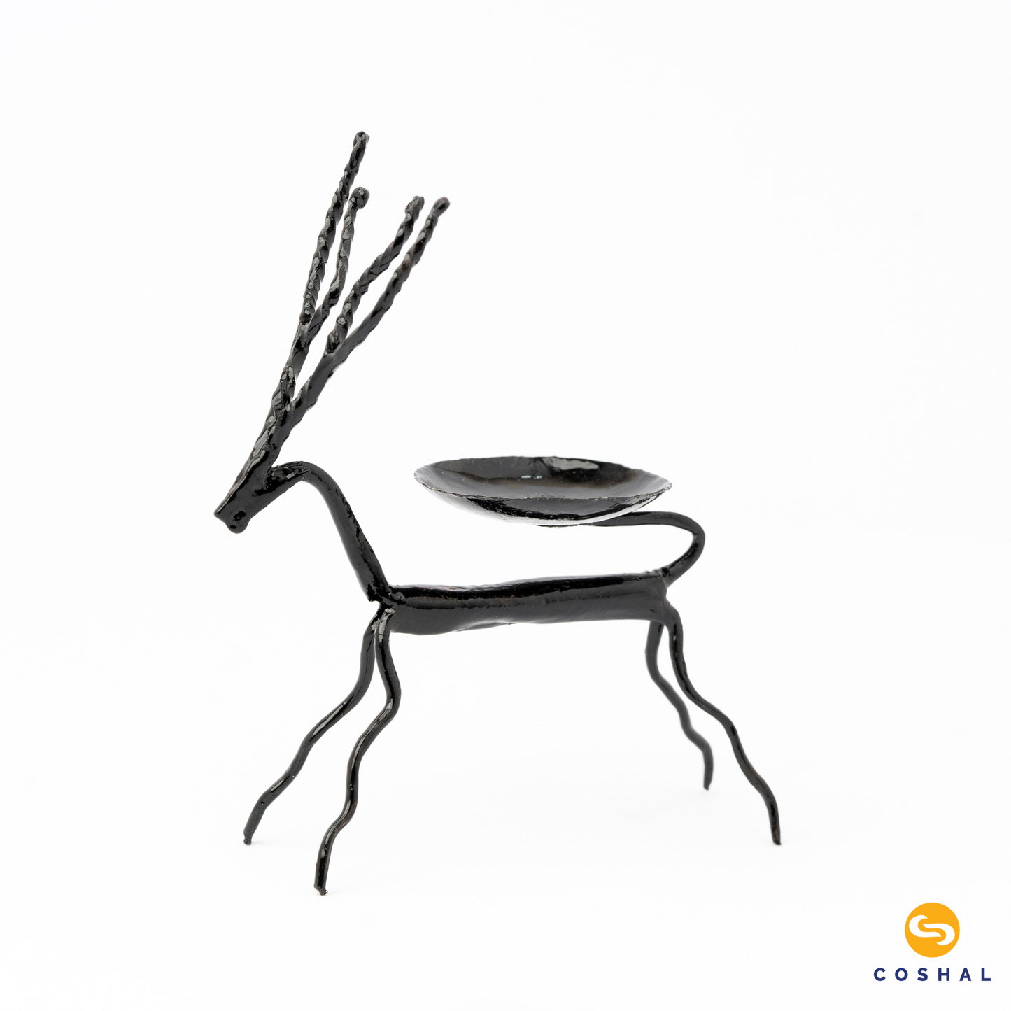 Tribal Tealight Candle Holder | Wrought Iron | Standing Deer Tealight Candle Holder for Diwali Decor | Coshal | CI14 3