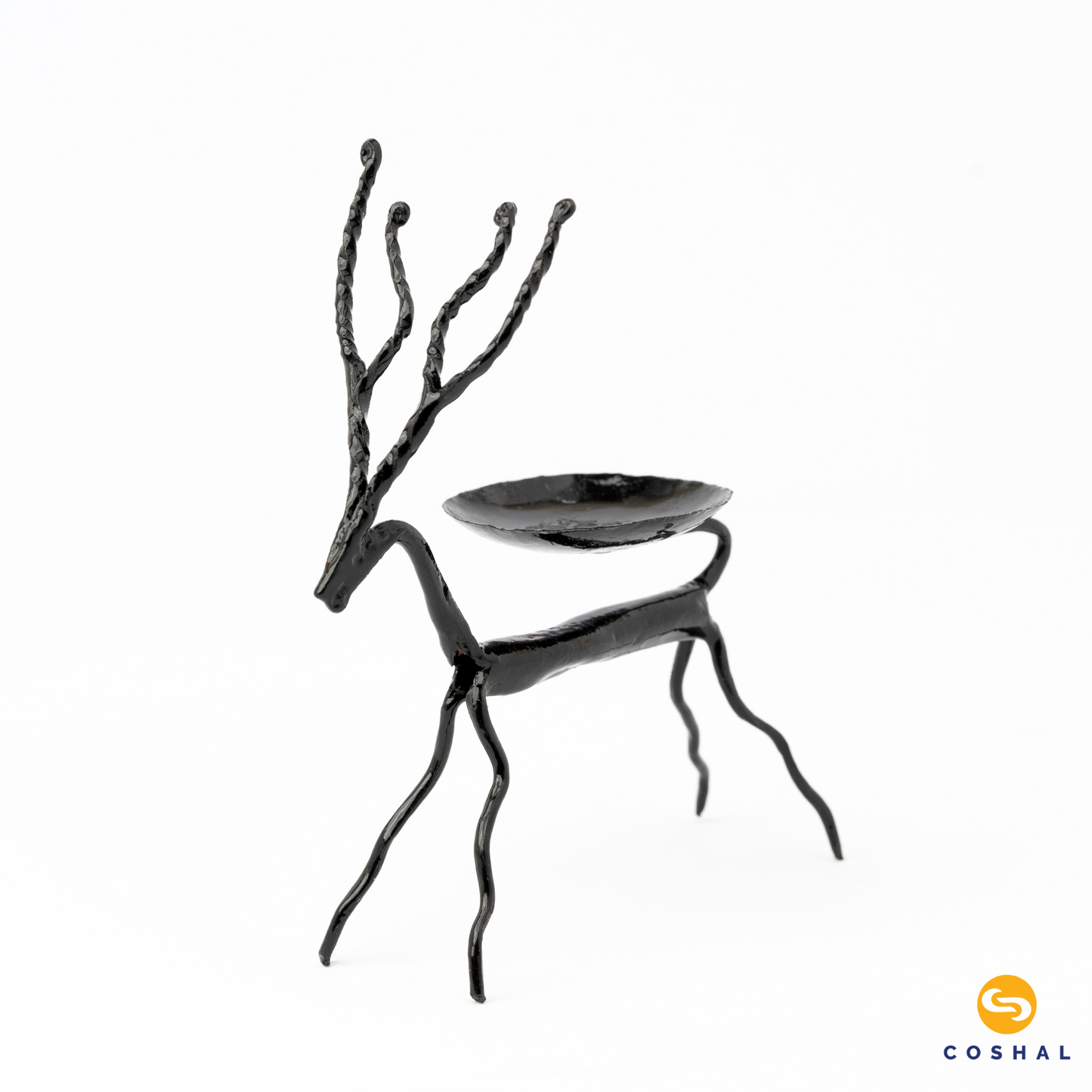 Tribal Tealight Candle Holder | Wrought Iron | Standing Deer Tealight Candle Holder for Diwali Decor | Coshal | CI14 5