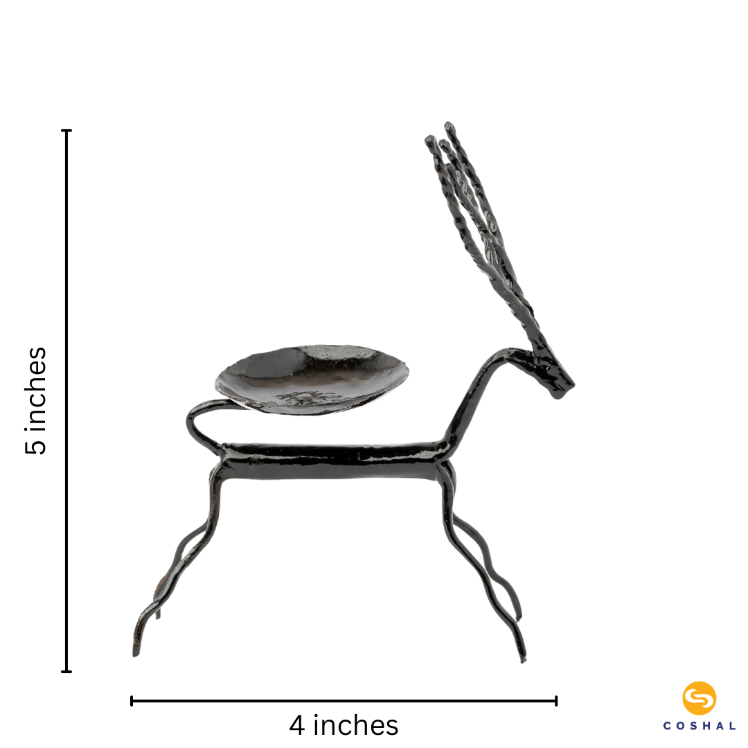 Tribal Tealight Candle Holder | Wrought Iron | Standing Deer Tealight Candle Holder for Diwali Decor | Coshal | CI14 6