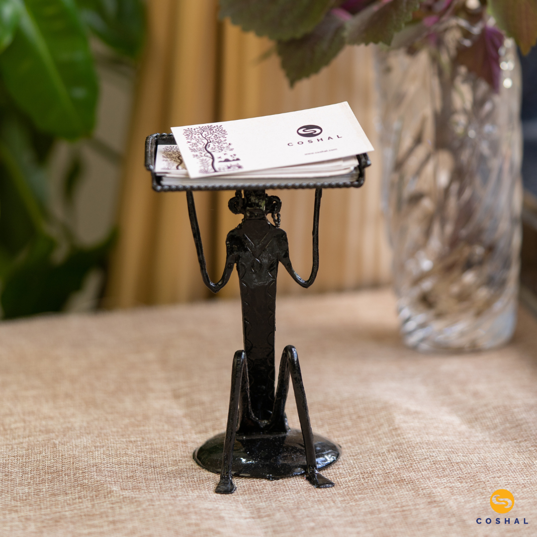 Tribal card holder | Wrought Iron | Best for Offices | Metal Glossy Finish | Coshal | CI25 1