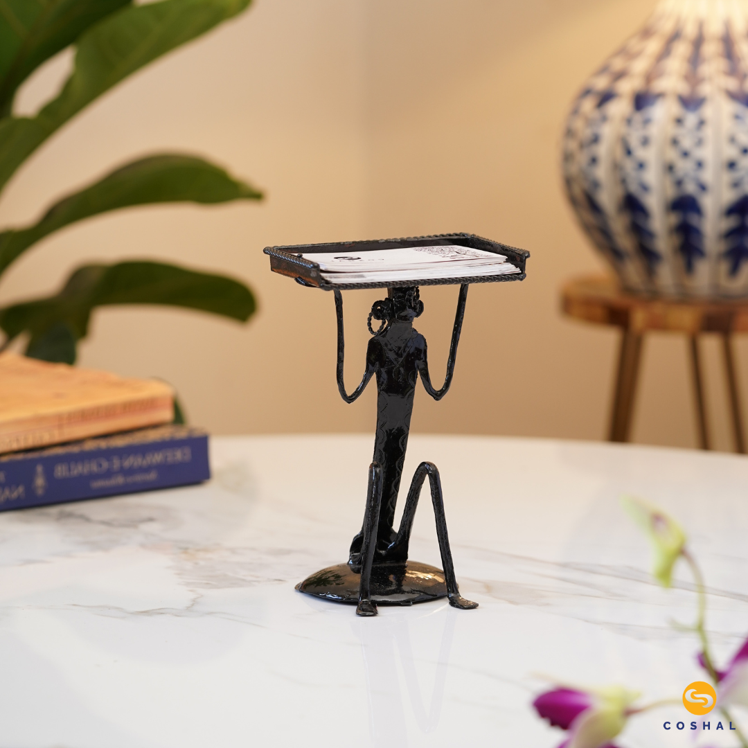 Tribal card holder | Wrought Iron | Best for Offices | Metal Glossy Finish | Coshal | CI25 2