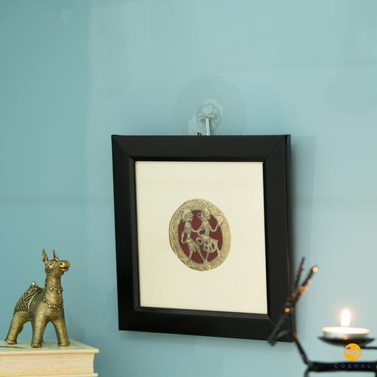 Wall Frame | Dhokra Brass Art | Best for Home Decor and Wall decor | Coshal | CD31, Brass Decor 7x7 inches - Coshal 1