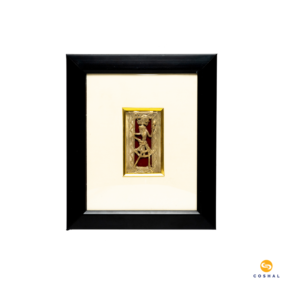 Wall Frame | Dhokra Brass Tribal Art | Wall Hanging Decor | Brass Decor 6x8inches | Coshal | CD35