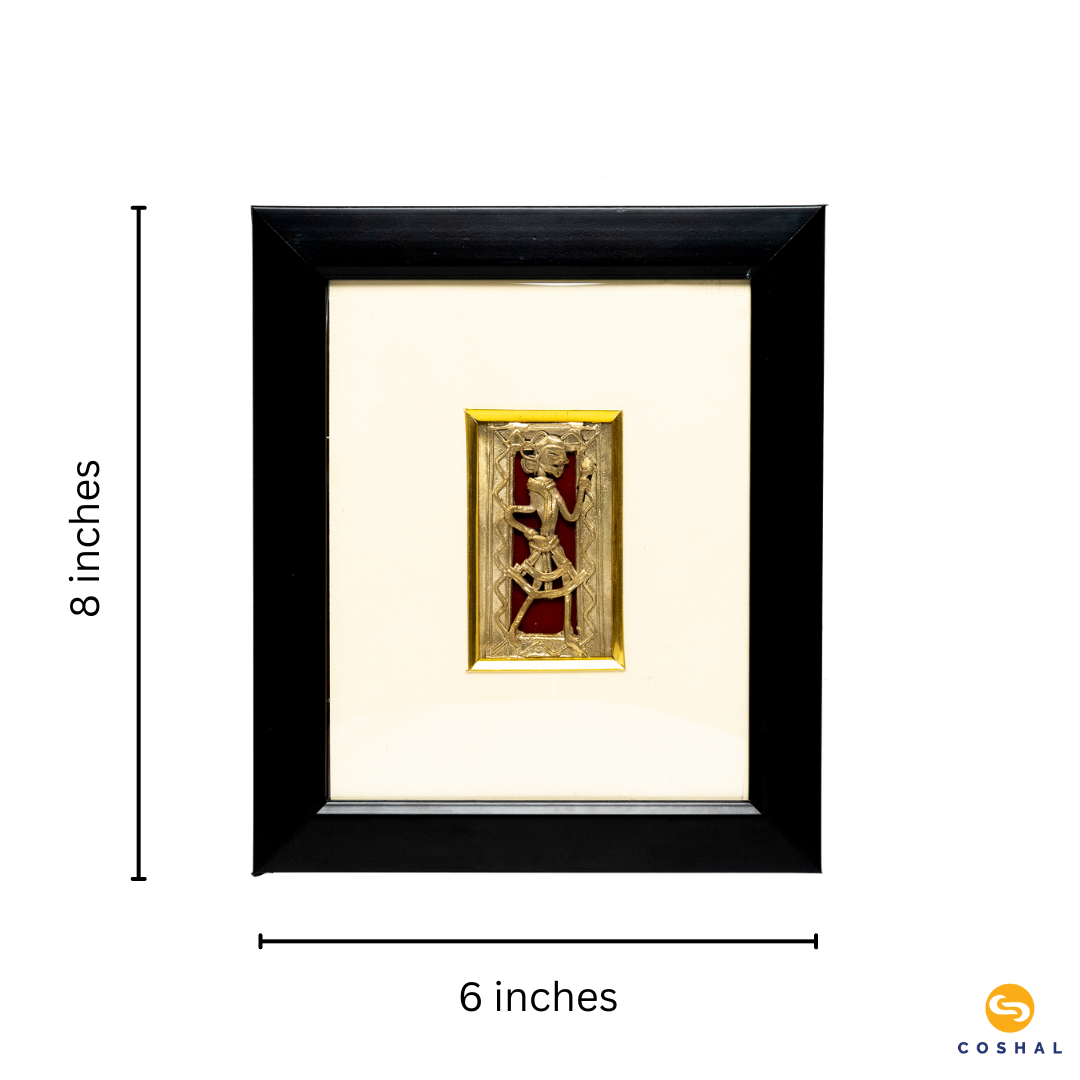 Wall Frame | Dhokra Brass Tribal Art | Wall Hanging Decor | Brass Decor 6x8inches | Coshal | CD35