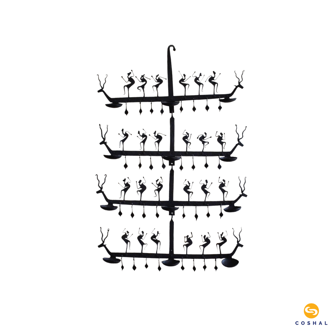 Coshal Wrought Metal Joda Laman Tribal Iron Retro  Black|Hanging Decorative Lamp for Café, Bar, Living Room, Restaurant, Dining Room, Kids Room, Kitchen, Hall  Hanging Tealight Candle Holder - Coshal 1