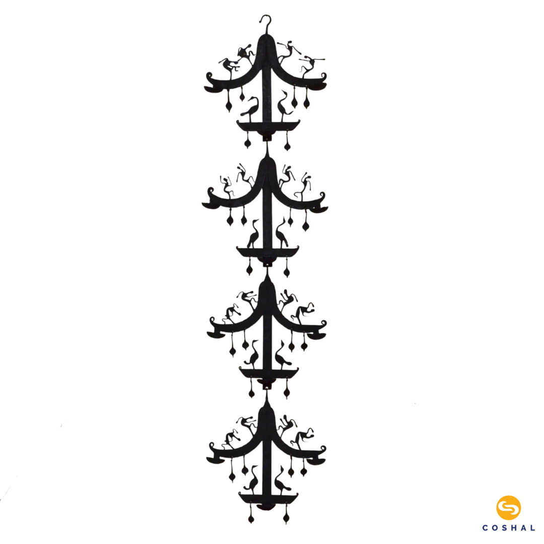 Coshal Wrought Metal Joda Laman Tribal Iron Retro Black|Hanging Decorative Lamp for Café, Bar, Living Room, Restaurant, Dining Room, Kids Room, Kitchen, Hall Hanging Tealight Candle Holder - Coshal 1