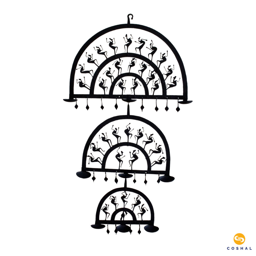 Coshal Wrought Metal Joda Laman Tribal Iron Retro  Black|Hanging Decorative Lamp for Café, Bar, Living Room, Restaurant, Dining Room, Kids Room, Kitchen, Hall  Hanging Tealight Candle Holder - Coshal 1