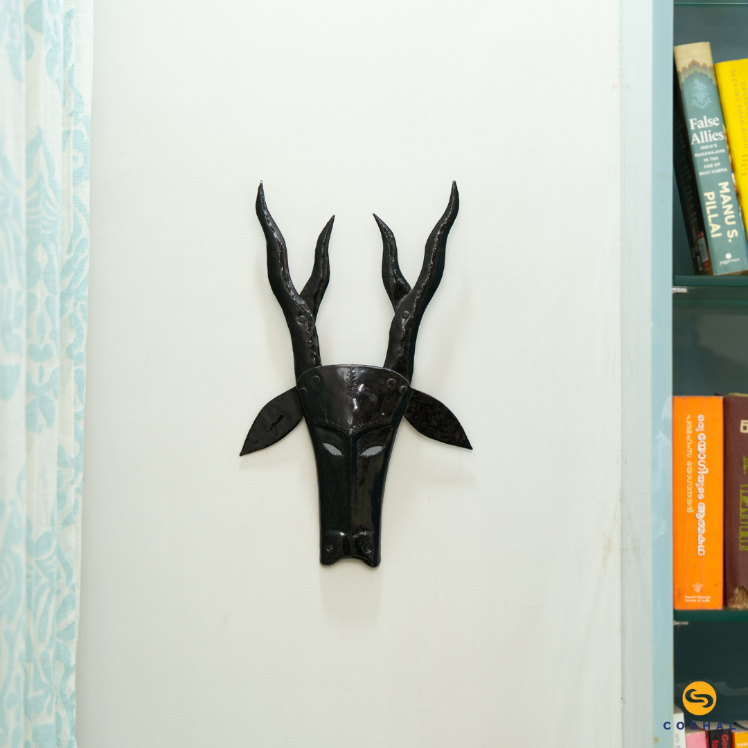 Coshal Wrought Iron Handcrafted Home Decorative Abstract Metal Mask Wall Hanging - Coshal 1