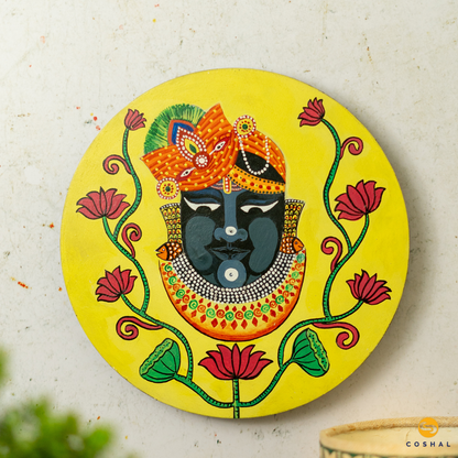 Shreenath Ji Pichwai Hand-Painted Wall Plate | Artistic Wall Decor for Home and Office Art from Rajasthan | Coshal | S13