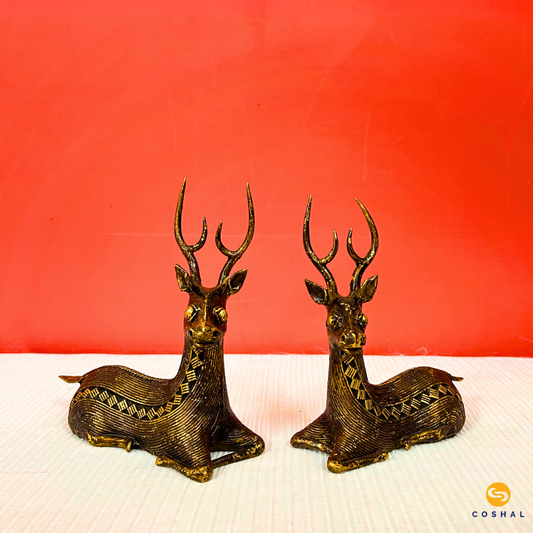 Handcrafted Dokra Metal Sitting Deer | Coshal | CL76
