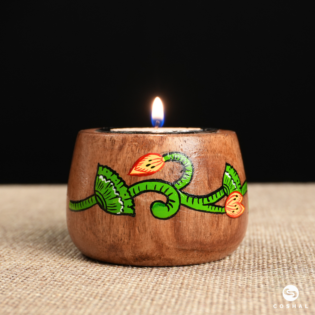 Handcrafted and Painted Pichwai Motifs Tealight Candle Holders | Coshal | DP01