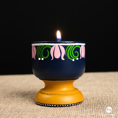 Tealight Candle Holder Centerpieces for Homedecoration Handpainted Pichwai Motifs Set of 3 DP08