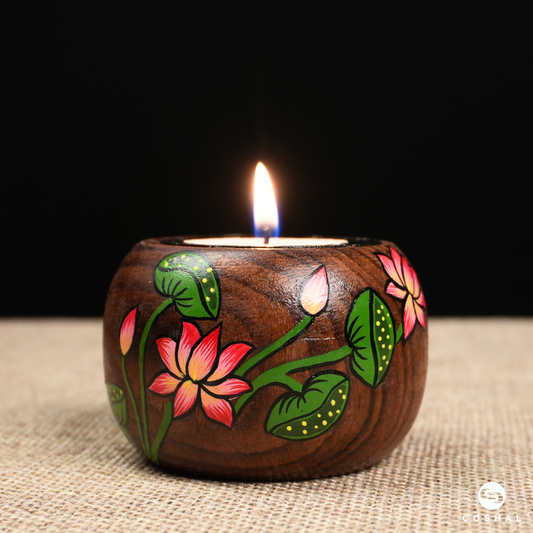 Handcrafted and Painted Pichwai Motifs Tealight Candle Holders | Coshal | DP03