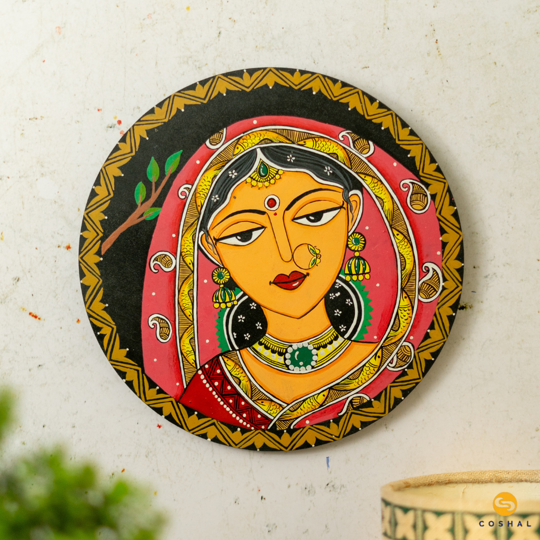 Madhubani Art Hand-Painted Wall Plate | Artistic Wall Decor for Home and Office Art from Bihar | Coshal | S29