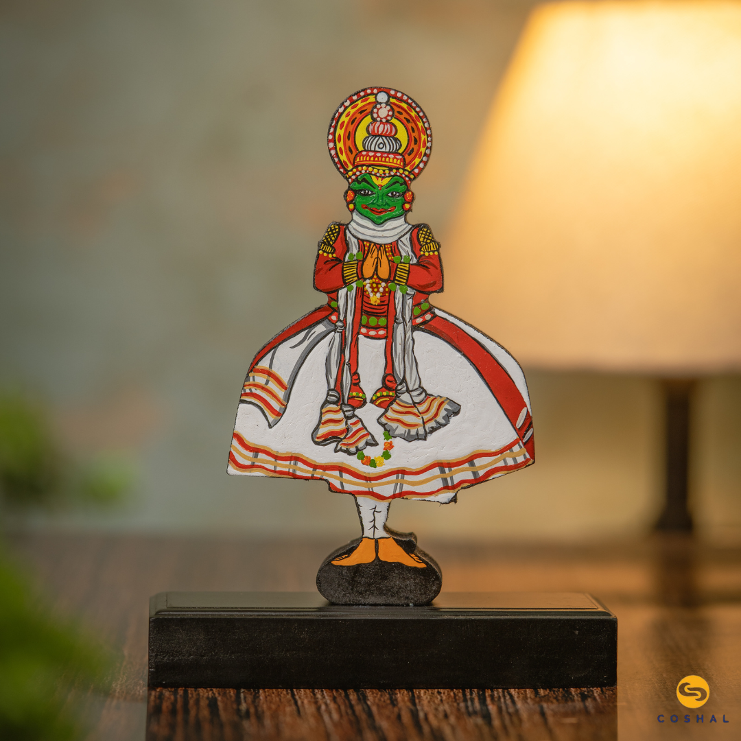 Kathakali Hand-Painted Tabletop | Artistic Table Decor for Home and Office Inspired Art from Kerela | Coshal | S18