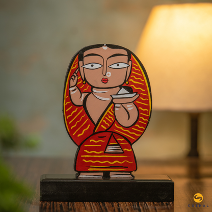 Kalighat Hand-Painted Tabletop | Artistic Table Decor for Home and Office Art from Bengal | Coshal | S01