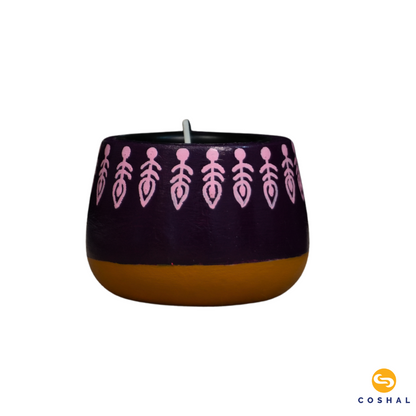 Handcrafted and Painted Pattachitra Motifs Tealight Candle Holders | Coshal | DP06