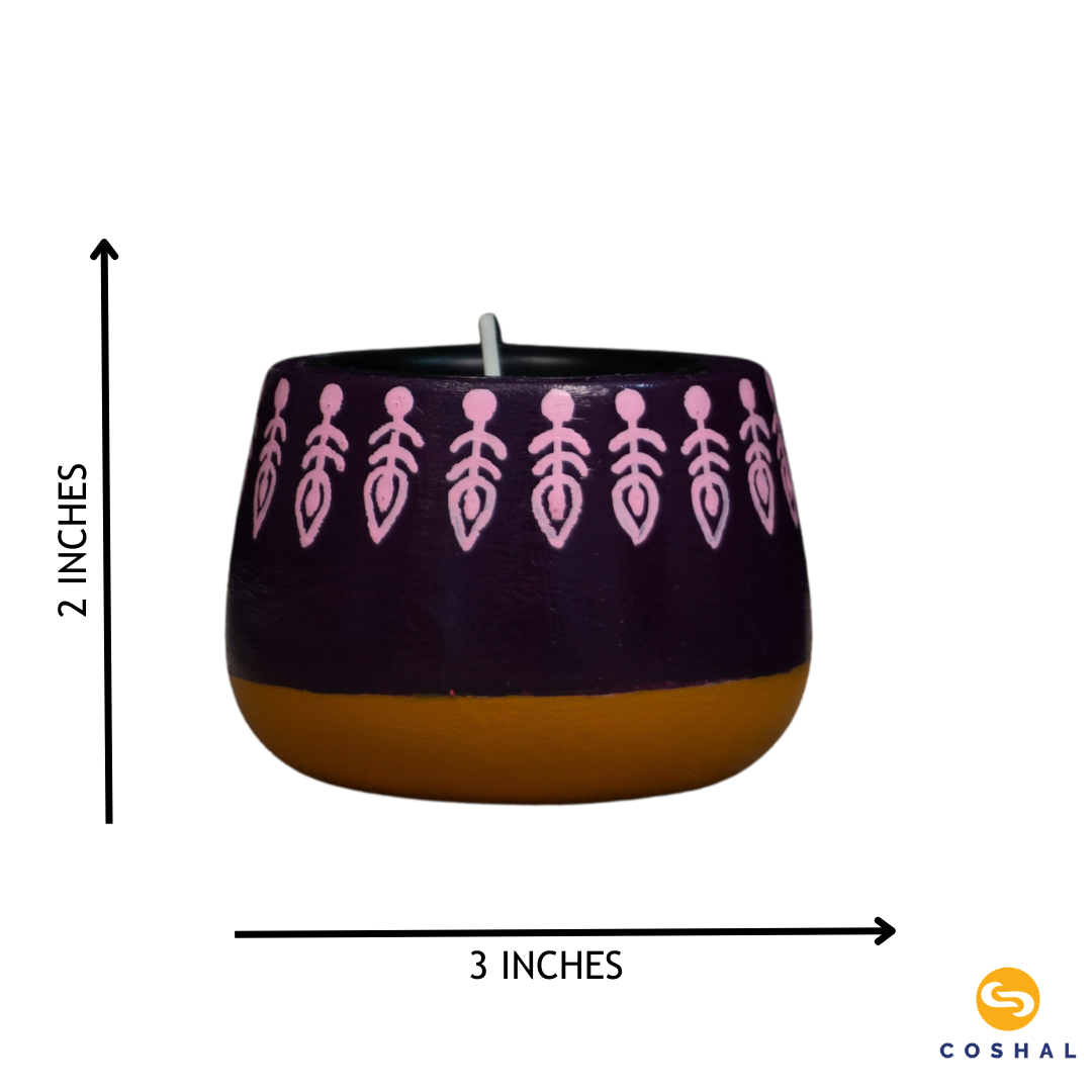 Tealight Candle Holder Centerpieces for Homedecoration Handpainted Pichwai Motifs Set of 3 DP08