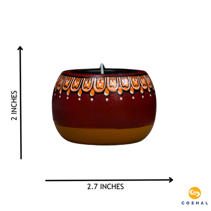 Tealight Candle Holder Centerpieces for Homedecoration Handpainted Pichwai Motifs Set of 3 DP08