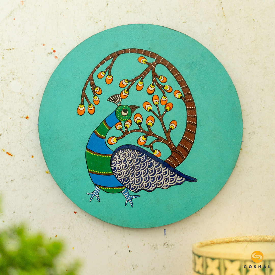 Gond Art Hand-Painted Wall Plate | Artistic Wall Decor for Home and Office Art from Madhya Pradesh | Coshal | S25