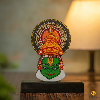 Kathakali Hand-Painted Tabletop | Artistic Table Decor for Home and Office Inspired Art from Kerela | Coshal | S20