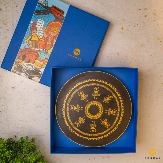 Warli Hand-Painted Wall Plate | Artistic Home and Office Decor from Maharastra | Coshal | S10