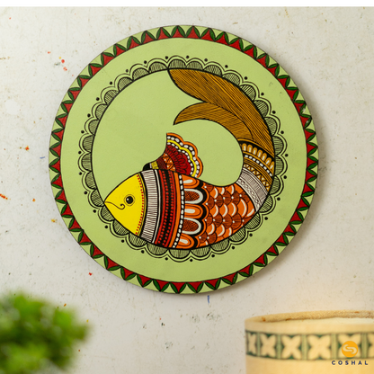 Madhubani Art Hand-Painted Wall Plate | Artistic Wall Decor for Home and Office Art from Bihar | Coshal | S30