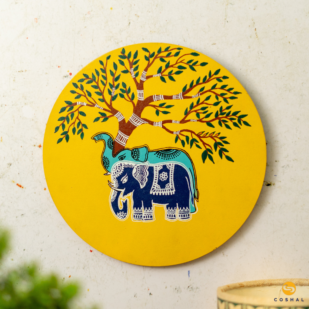 Gond Art Hand-Painted Wall Plate | Artistic Wall Decor for Home and Office Art from Madhya Pradesh | Coshal | S26