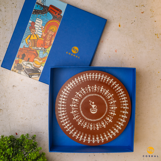 Warli Hand-Painted Wall Plate | Artistic Home and Office Decor from Maharastra | Coshal | S11