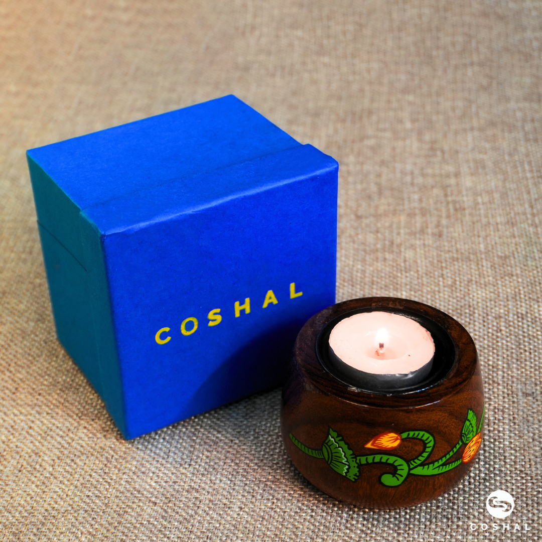 Handcrafted and Painted Pichwai Motifs Tealight Candle Holders | Coshal | DP01