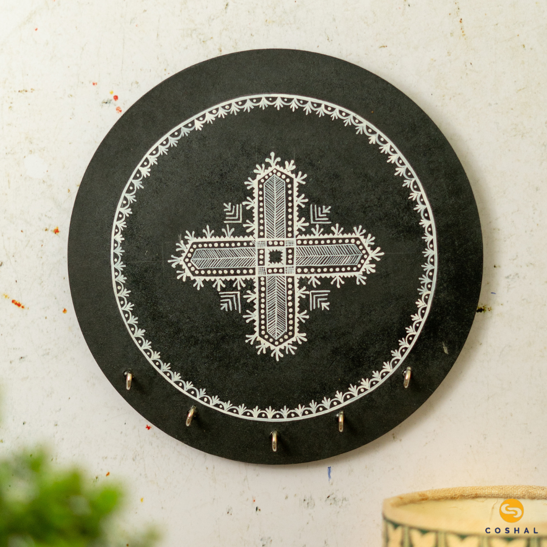 Chittara Art Hand-Painted Wall Plate | Artistic Wall Decor for Home and Office Art from Karnataka | Coshal | S33