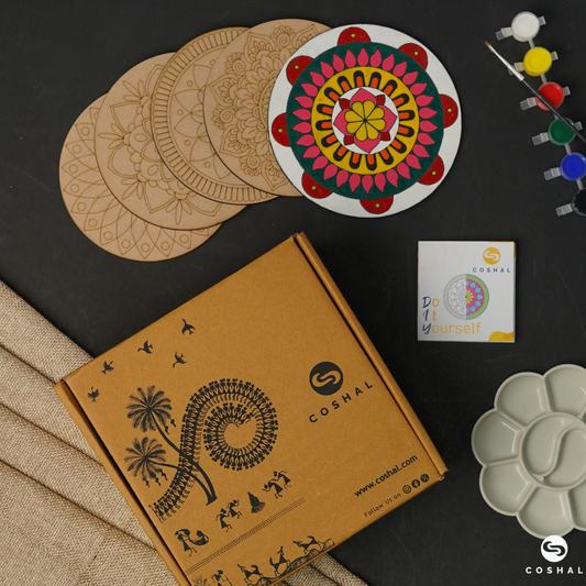 Indian Ethnic Art Mandala Coasters Painting Kit | Coshal