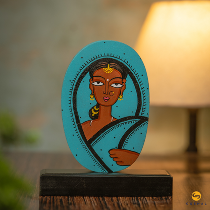 Kalighat Hand-Painted Tabletop | Artistic Home and Office Decor from Bengal | Coshal | S02