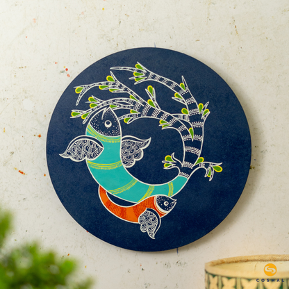 Gond Art Hand-Painted Wall Plate | Artistic Wall Decor for Home and Office Art from Madhya Pradesh | Coshal | S28