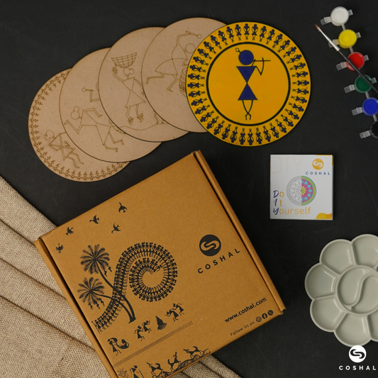 Indian Ethnic Art Warli Coasters Painting Kit | Coshal DIY06