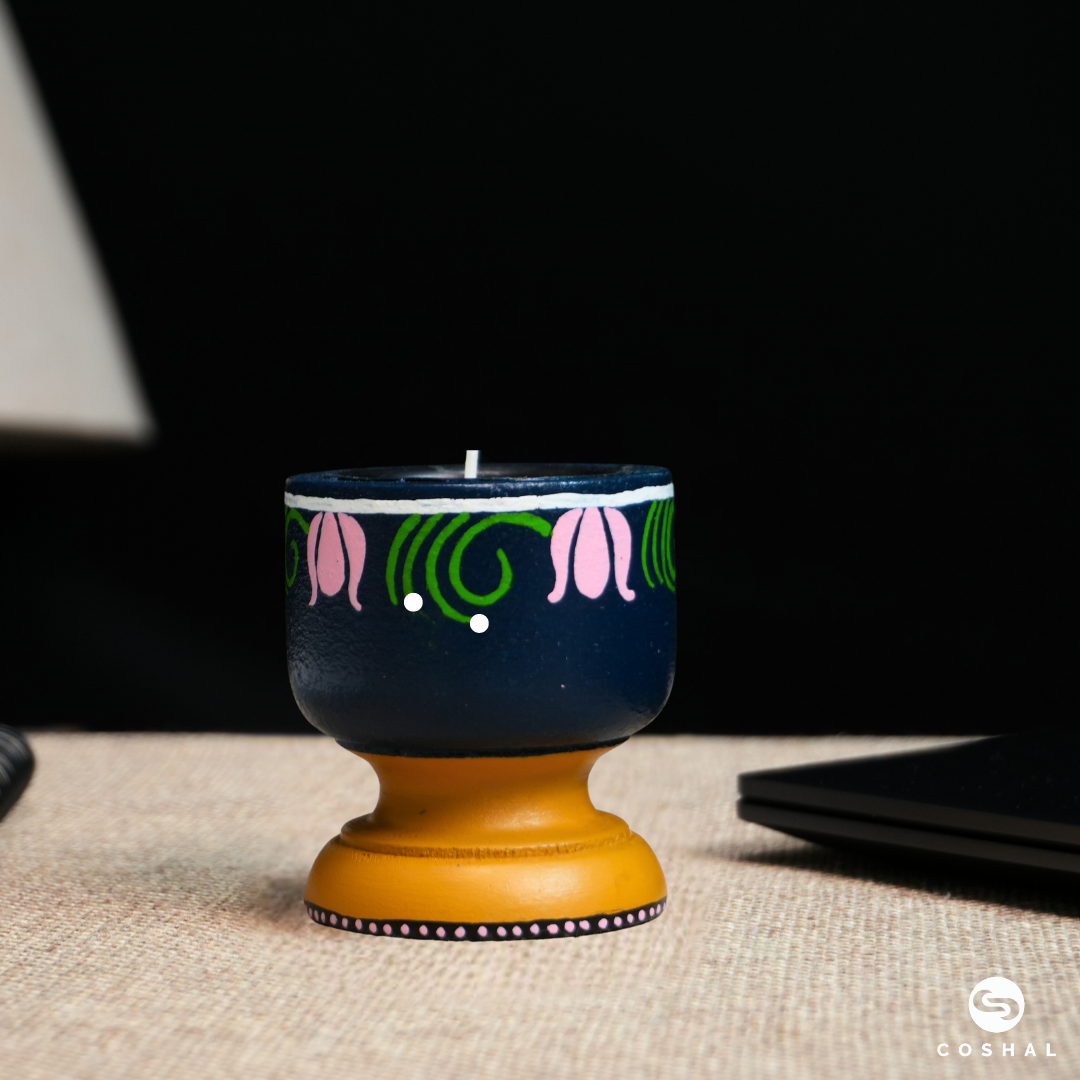 Handcrafted and Painted Pichwai Motifs Tealight Candle Holders | Coshal | DP04