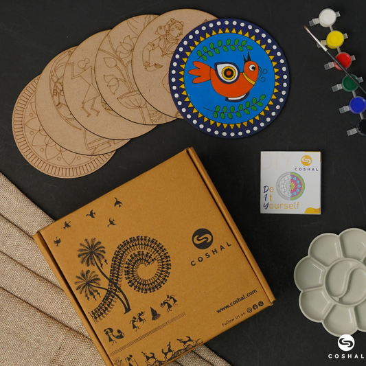 Indian Ethnic Art Multi Art Coasters Painting Kit | Coshal DIY07