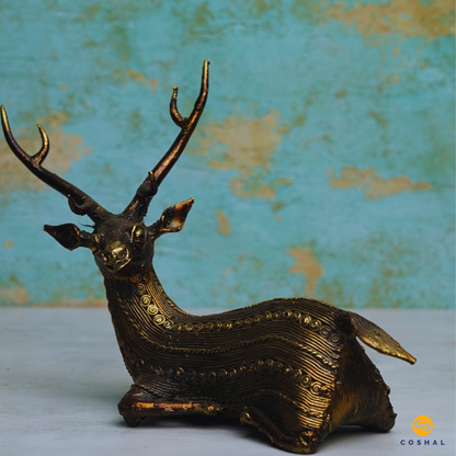 Bell Metal Deer Statue |  Best for table decor | Bastar Dhokra Art | Room Decor | Coshal | CD68 2