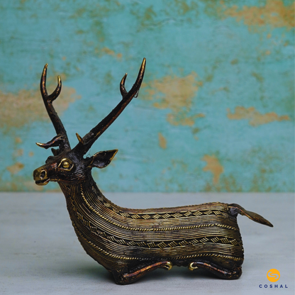 Brass Deer Statue Sitting Pair | Bastar Dhokra Art | Best for Room Decor | Coshal | CD67 2