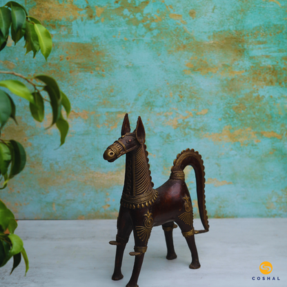 Brass Horse Showpiece | Best for table decor | Bastar Dhokra Art | Room Decor | Coshal | CD77 1